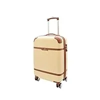 divergent retail dr502 valise rigide rétro vintage à quatre roues beige, beige, cabin, quatre roues légères