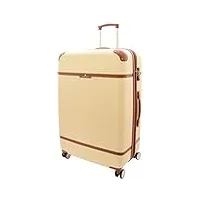 divergent retail dr502 valise rigide rétro vintage à quatre roues beige, beige, l, quatre roues légères
