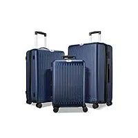 lot de 3 valises à coque rigide avec roues rotatives, serrure tsa, 50,8 cm, 61 cm, 71,1 cm, noir foncé, 3 piece set(20/24/28), ensemble extensible 3 pièces