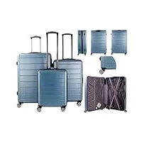 t-hc-c-07 lot de 3 valises rigides à roulettes doubles 360 degrés, bleu clair, s, décontracté
