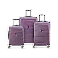 delsey paris - comete plus - set de 3 valises rigides - violet