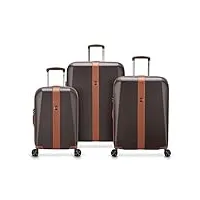 delsey paris - promenade hard 2.0 - set de 3 valises extensibles - marron