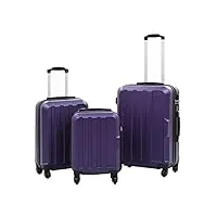 ledamp lot de 3 valises rigides en abs violet