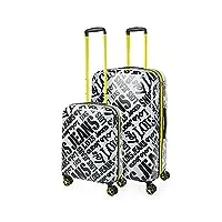 lois - set valise rigide, lot de valises soute avion 4 roulettes - sets de bagages, valise à roulette en soldes pour voyages. lot valise: ensemble pour voyages élégants 171517, blanc-noir