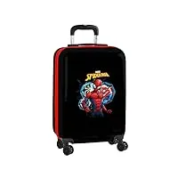 spiderman trolley de cabine 20", valise à roulettes, cadenas de sécurité, valise légère, 34,5 x 20 x 55 cm, noir, noir, estándar, décontracté