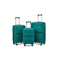 sxma lot de 3 valises de 50,8 cm, 61,1 cm, 71,1 cm, grande capacité, en polypropylène, antivol à combinaison, bleu corail
