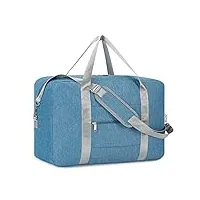 narwey sac valise cabine 45x36x20 easyjet sac de voyage pliable sac valise sac weekend homme et femme 25l(bleu marine)