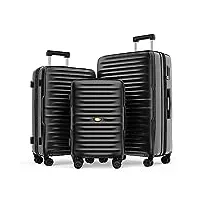 mgob valises cabine extensible trolley rigide sets de bagages 4 roulettes doubles pivotantes et serrure tsa, noir
