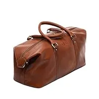 sid & vain sac de voyage harper cuir véritable |fourre-tout besace week-end 53 cm grand marron |sac sport bagages cabine à main fait à la main