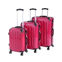 invida lot de 3 valises à roulettes en plastique abs ou en 6 couleurs, rose bonbon, set, ensemble de chariots hartscchalen ou individuels