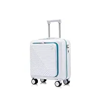 bagages 18 pouces trolley pour ordinateur portable extensible rose bagages ouverture avant valise de cabine de voyage avec roues valise d'embarquement valises (color : white)