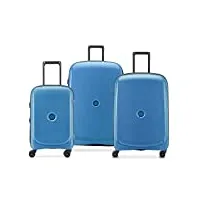 delsey paris - belmont plus - set de 3 valises rigides extensibles 55cm/ 71cm/ 83cm - bleu zinc