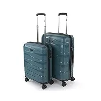 jaslen - set de valises rigides 4 roulettes - valise grande taille, valise soute avion, bagages pour voyages, lot de valises à roulette. fabriquées en pp matériau résistant, bleu métallique
