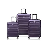 delsey paris - air armour - set de 3 valises rigides - violet