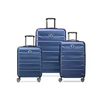 delsey paris - air armour - set de 3 valises rigides - bleu