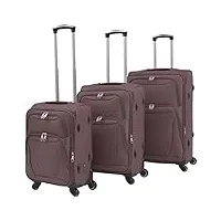 inlife 91318 lot de 3 valises souples à roulettes marron café 11,4 kg, marron