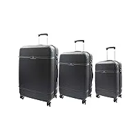 house of leather valise à quatre roues rigide extensible noir taille l m deluxe, noir , full set x3, bagages rigides avec roulettes pivotantes