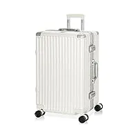 anyzip valise moyenne valise cabine 44x26x64cm valise rigide 4 roues valise voyage pc abs bagage avec cadre en aluminium valise trolley avec et serrure tsa,pas de zip（blanc,l）