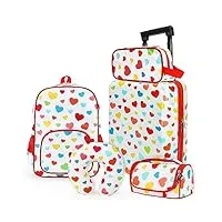 emissary lot de 5 valises pour enfants motif amour, rose, décontracté