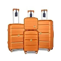 sea choice set de bagages rigide ensemble de bagages trolley voyage léger m-l-xl con vanity lot de 4 valises polypropylène résistant set 4pcs con 4 doubles roues serrure tsa ykk zipper