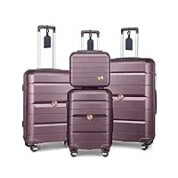 sea choice set de bagages rigide ensemble de bagages trolley voyage léger m-l-xl con vanity lot de 4 valises polypropylène résistant set 4pcs con 4 doubles roues serrure tsa ykk zipper,violet élégant