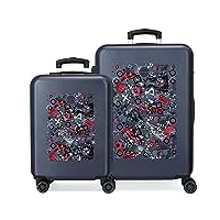 ensemble de valises movom free time multicolore 55/65 cms rigide abs serrure latérale à combinaison 56l 6 kgs 4 roues bagage à main