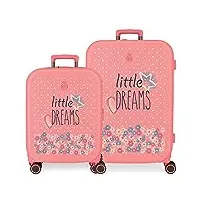 enso little dreams pink set de bagages 55/70 cms rigid abs tsa integrated lock 116l 7,54 kgs 4 double wheels hand luggage...
