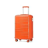 british traveller valise cabine bagages cabine, valise rigide trolley ultra légère en abs+pc, valise de voyage avec roulettes 4x360 degrés et serrure tsa, 54x36.5x21.5 cm (orange)
