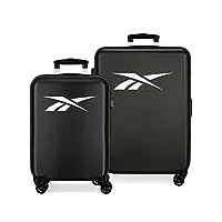ensemble valise reebok portland noir 55/68 cms rigide abs serrure latérale à combinaison 104l 6 kgs 4 double roues bagage à main