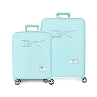 reebok reebok valise ensemble turquoise 55/70 cms rigide abs serrure tsa intégrée 88l 6 kgs 4 doubles roues bagage à main
