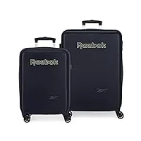 ensemble valise reebok summerville bleu 55/68 cms rigide abs serrure latérale à combinaison 104l 6 kgs 4 roues doubles bagage à main