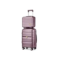 sea choice ensemble de bagages set de valises de voyage 2 pièces avec vanity case en polypropylène dur légère avec ykk zipper 8 roues spinner serrure tsa 55cm,violet élégant