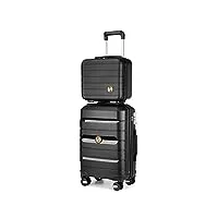 sea choice ensemble de bagages set de valises de voyage 2 pièces avec vanity case en polypropylène dur légère avec ykk zipper 8 roues spinner serrure tsa 55cm,noir classique