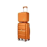 sea choice ensemble de bagages set de valises de voyage 2 pièces avec vanity case en polypropylène dur légère avec ykk zipper 8 roues spinner serrure tsa 55cm,or du coucher de soleil