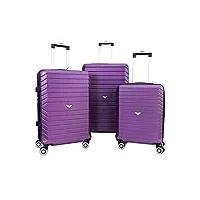 vida since 1995 vr629 lot de 3 valises à roullettes,extensible (prune, set x3pcs (s-m-l))