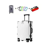 erlun valise de cabine avec cadre en aluminium 55,9 x 35,6 x 22,9 cm, approuvée par les compagnies aériennes, serrure tsa intégrée, sans fermeture éclair, mode avec roulettes pivotantes, blanc, 20inch