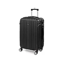 todeco valise moyenne taille 68cm, valise de voyage, rigide e légère abs valise de voyage à roulettes valises, 4 doubles roues, 68x45x26cm, noir