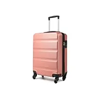 kono set de 2 valises de voyage rigide valise moyenne taille 66cm + valise grande 75 cm trolley à 4 roulettes pivotantes avec serrure tsa, rosé or