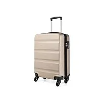 kono set de 2 valises de voyage rigide valise cabine 55cm + valise grande taille 75 cm trolley à 4 roulettes pivotantes avec serrure tsa, or