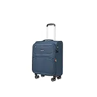 bemon valise cabine souple en toile 4 roues 55cm menton bleu