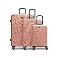 redolz essentials 07 set de 3 valises à coque dure | trolleys de voyage légers - matériau abs de haute qualité | femme/homme 4 doubles roulettes & serrure tsa