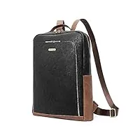 cluci sac à dos femmes et hommes 15.6 pouces cuir ordinateur portable business grand voyage simple sac à dos ordinateur, z-noir avec marron, vintage