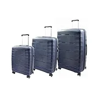 house of leather miyazaki valise rigide extensible à 8 roulettes en abs bleu marine, bleu marine, full set x3 (s-m-l), bagages rigides avec roulettes pivotantes
