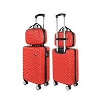 blade lot de 3 valises rigides à roulettes en polypropylène avec 4 roulettes doubles, rouge, m (handgepäck), valise