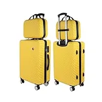 blade lot de 3 valises rigides à roulettes en polypropylène avec 4 roulettes doubles, jaune, l, valise