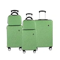 blade lot de 3 valises rigides à roulettes en polypropylène avec 4 roulettes doubles, herbe verte., set, valise