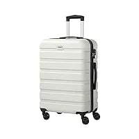anyzip valise trolley cabine abs pc léger valises cabine avec et serrure tsa bagage cabine et 4 roulettes (blanc,l)