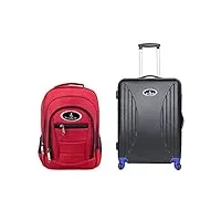 vk vivien kondor london lot de 2 sacs à dos de voyage intelligents + valise cabine en abs rigide avec serrure tsa, port de charge usb, rouge/noir, ensemble de bagages