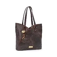 catwalk collection handbags - grand cabas femme - sac à main porté Épaule tulipe - cuir veilli - abigail - marron