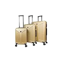 lot de 3 valises de voyage confortables et légères à 4 roues avec plusieurs poches, beige, ensemble de bagages